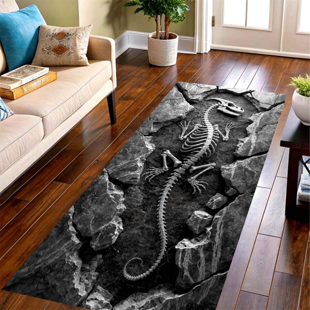 Wholesale Commercial Printing - Dinosaur Skeleton Stone Long Runner Rug,fossil